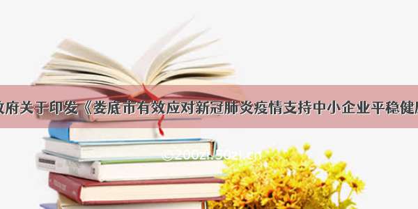 娄底市人民政府关于印发《娄底市有效应对新冠肺炎疫情支持中小企业平稳健康发展的若干