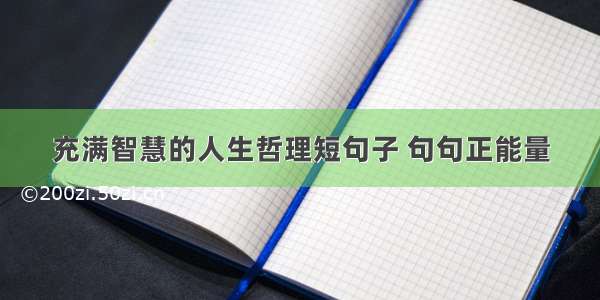 充满智慧的人生哲理短句子 句句正能量