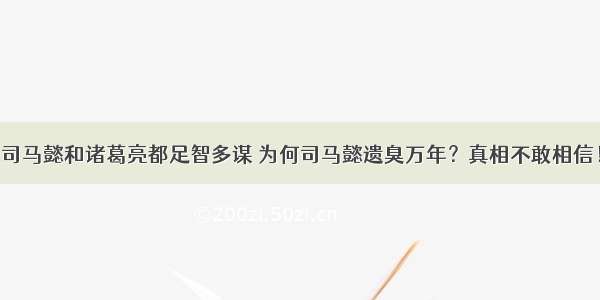 司马懿和诸葛亮都足智多谋 为何司马懿遗臭万年？真相不敢相信！