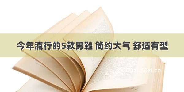 今年流行的5款男鞋 简约大气 舒适有型