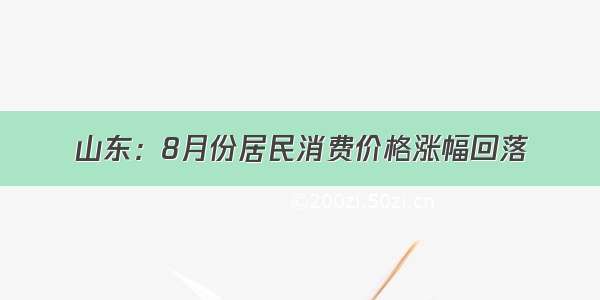 山东：8月份居民消费价格涨幅回落