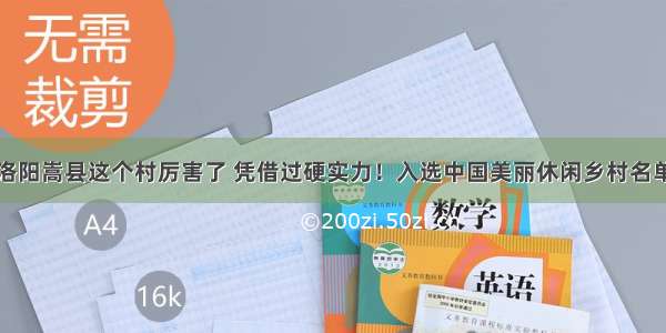 洛阳嵩县这个村厉害了 凭借过硬实力！入选中国美丽休闲乡村名单