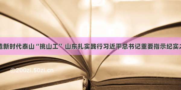 锻造新时代泰山“挑山工” 山东扎实践行习近平总书记重要指示纪实之四