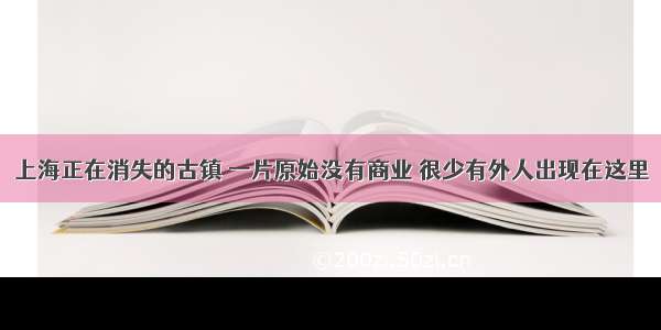 上海正在消失的古镇 一片原始没有商业 很少有外人出现在这里