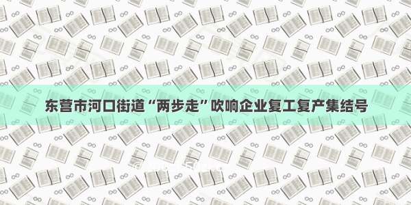 东营市河口街道“两步走”吹响企业复工复产集结号