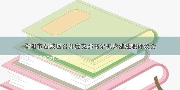 衡阳市石鼓区召开度支部书记抓党建述职评议会