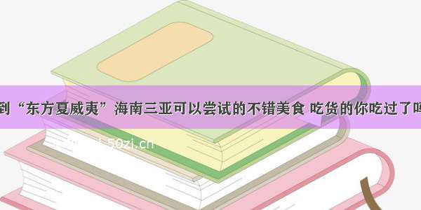 到“东方夏威夷”海南三亚可以尝试的不错美食 吃货的你吃过了吗