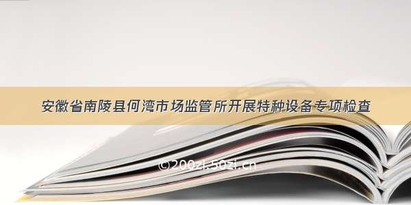 安徽省南陵县何湾市场监管所开展特种设备专项检查