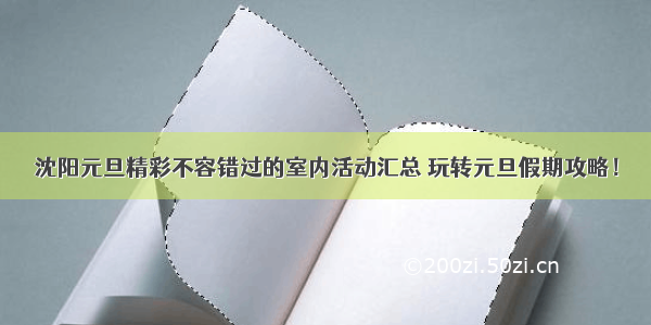 沈阳元旦精彩不容错过的室内活动汇总 玩转元旦假期攻略！