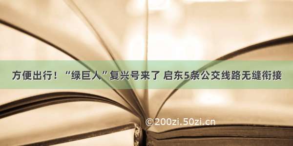 方便出行！“绿巨人”复兴号来了 启东5条公交线路无缝衔接