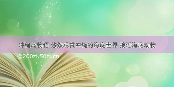 冲绳岛物语 悠然观赏冲绳的海底世界 接近海底动物