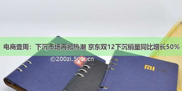 电商壹周：下沉市场再掀热潮 京东双12下沉销量同比增长50%