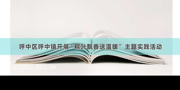 呼中区呼中镇开展“粽叶飘香送温暖” 主题实践活动