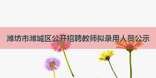 潍坊市潍城区公开招聘教师拟录用人员公示