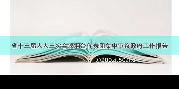 省十三届人大三次会议烟台代表团集中审议政府工作报告