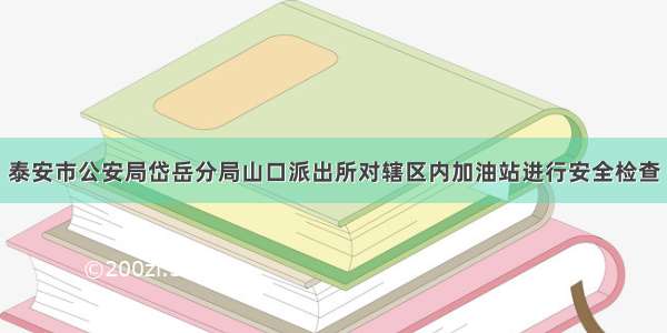 泰安市公安局岱岳分局山口派出所对辖区内加油站进行安全检查