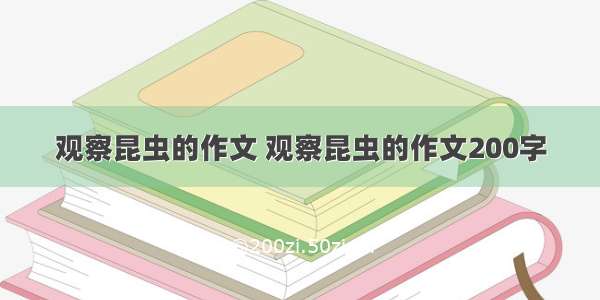 观察昆虫的作文 观察昆虫的作文200字