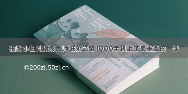 拍照小白到摄影大师进阶之路 iQOO手机上了最重要的一课