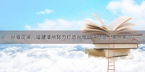 台海观澜：福建漳州努力打造台胞台企登陆“第一家园”