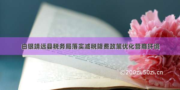 白银靖远县税务局落实减税降费政策优化营商环境