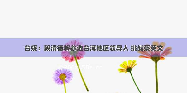 台媒：赖清德将参选台湾地区领导人 挑战蔡英文