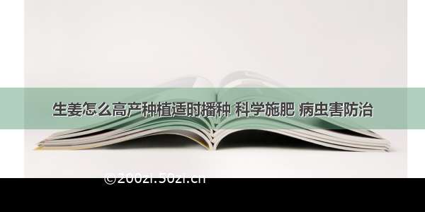 生姜怎么高产种植适时播种 科学施肥 病虫害防治