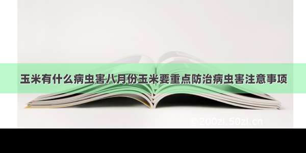 玉米有什么病虫害八月份玉米要重点防治病虫害注意事项