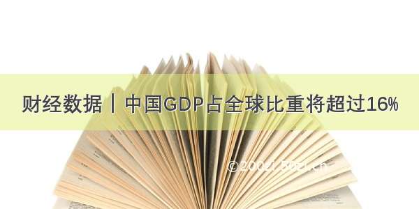 财经数据｜中国GDP占全球比重将超过16%
