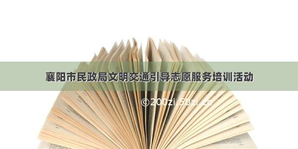 襄阳市民政局文明交通引导志愿服务培训活动