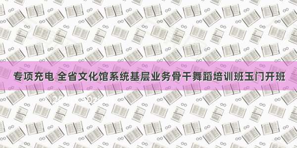 专项充电 全省文化馆系统基层业务骨干舞蹈培训班玉门开班