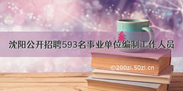 沈阳公开招聘593名事业单位编制工作人员