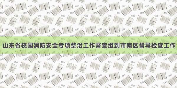 山东省校园消防安全专项整治工作督查组到市南区督导检查工作