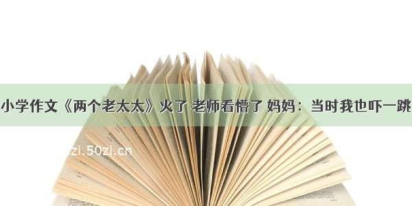 小学作文《两个老太太》火了 老师看懵了 妈妈：当时我也吓一跳