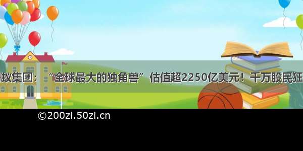 蚂蚁集团：“全球最大的独角兽”估值超2250亿美元！千万股民狂欢