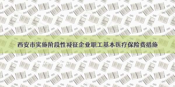 西安市实施阶段性减征企业职工基本医疗保险费措施