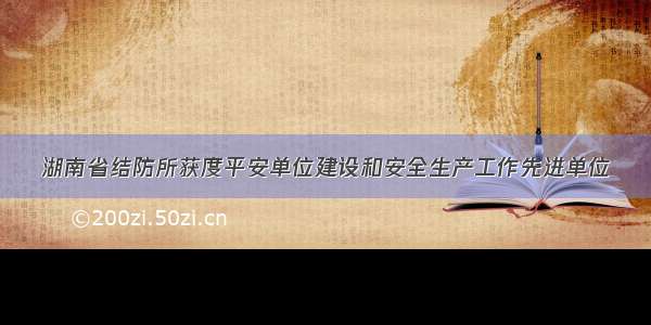 湖南省结防所获度平安单位建设和安全生产工作先进单位