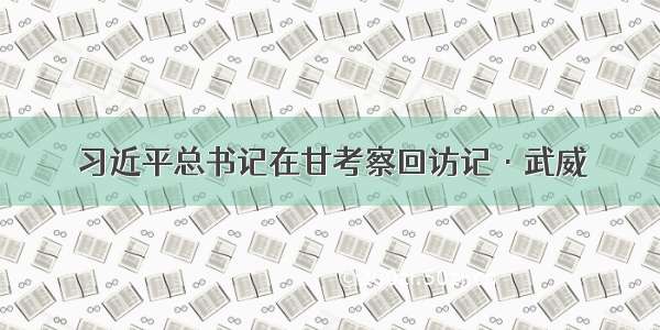 习近平总书记在甘考察回访记·武威