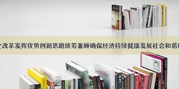 深化改革发挥优势创新思路统筹兼顾确保经济持续健康发展社会和谐稳定