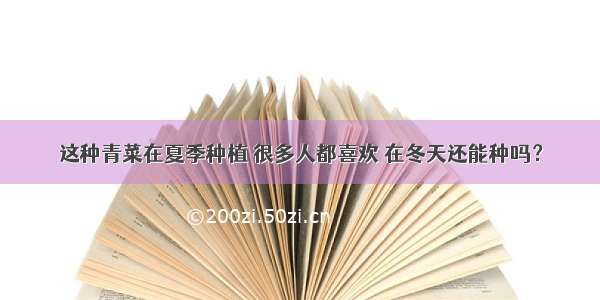 这种青菜在夏季种植 很多人都喜欢 在冬天还能种吗？