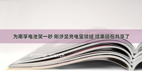 为南孚电池哭一秒 刚涉足充电宝领域 结果现在共享了