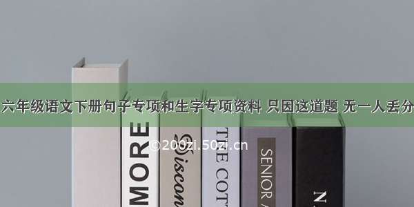 六年级语文下册句子专项和生字专项资料 只因这道题 无一人丢分