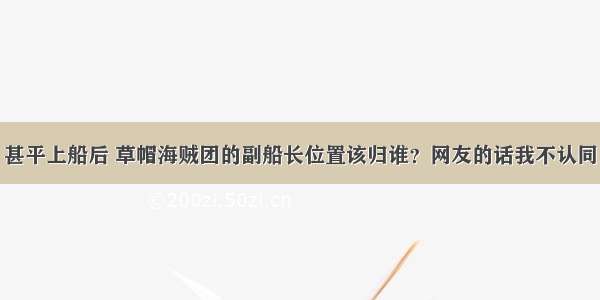 甚平上船后 草帽海贼团的副船长位置该归谁？网友的话我不认同