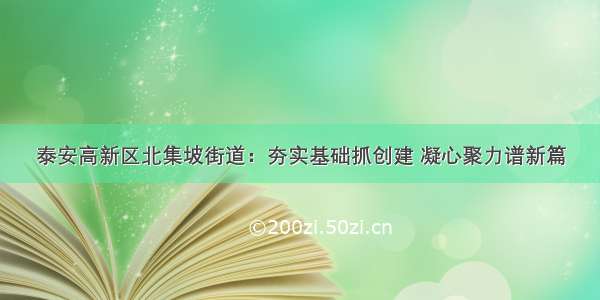 泰安高新区北集坡街道：夯实基础抓创建 凝心聚力谱新篇