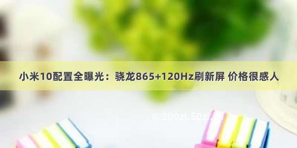 小米10配置全曝光：骁龙865+120Hz刷新屏 价格很感人