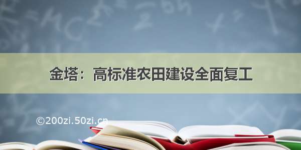 金塔：高标准农田建设全面复工