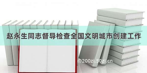 赵永生同志督导检查全国文明城市创建工作