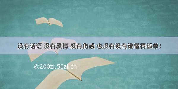 没有话语 没有爱情 没有伤感 也没有没有谁懂得孤单！