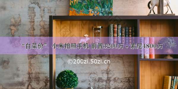 “白菜价” 小米拍照手机 前置3200万＋索尼4800万