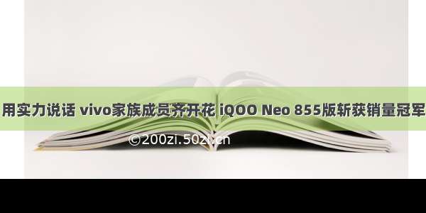 用实力说话 vivo家族成员齐开花 iQOO Neo 855版斩获销量冠军