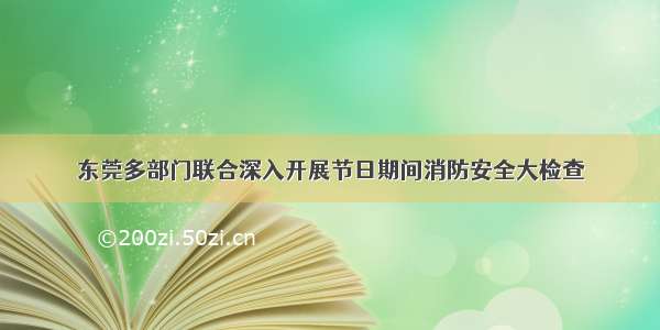 东莞多部门联合深入开展节日期间消防安全大检查